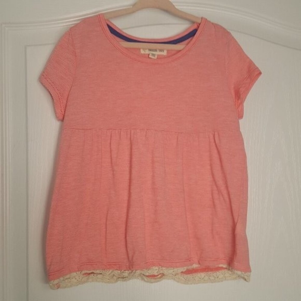Tucker + Tate Pink Striped Baby Doll Shirt Lace